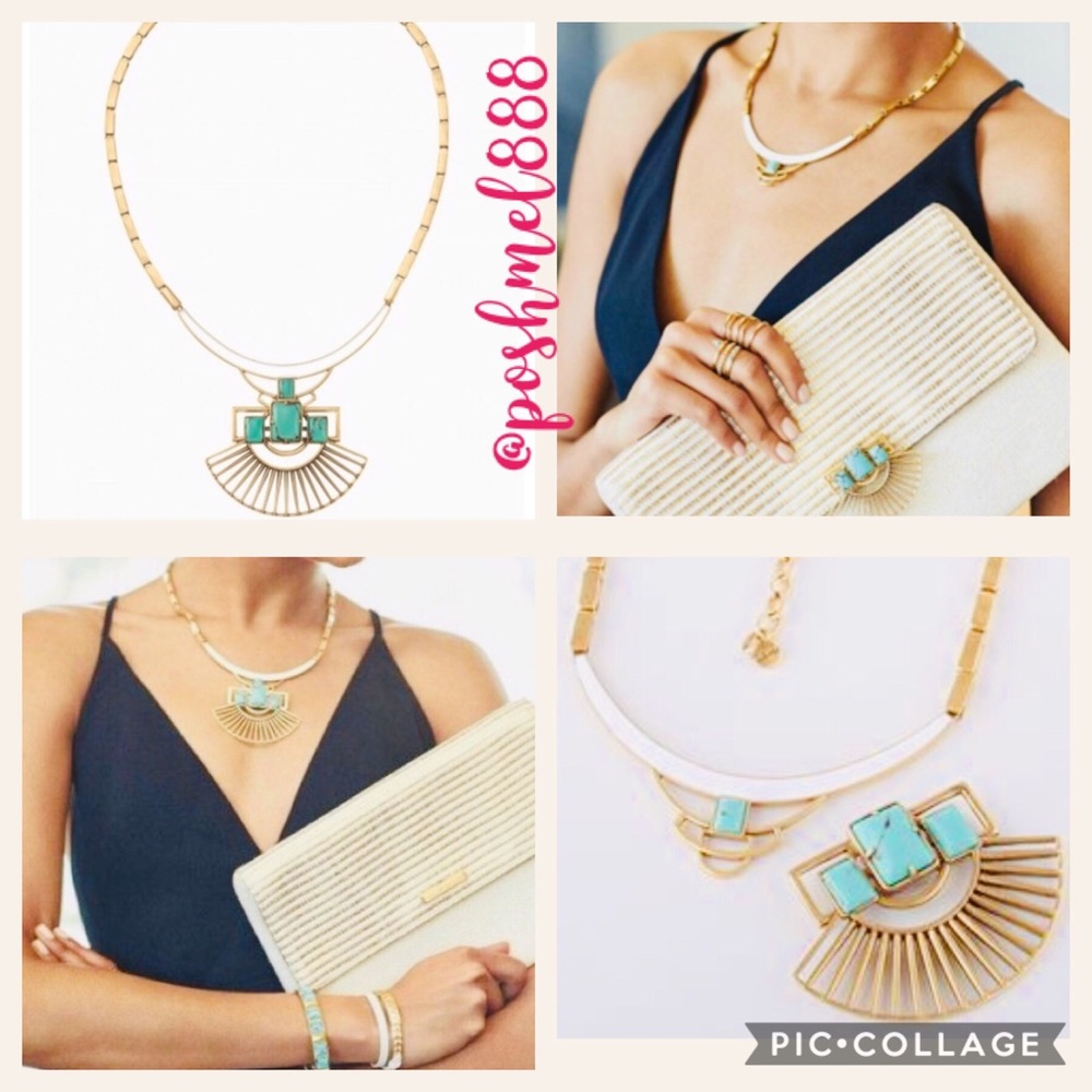Stella & Dot | Turquoise & Gold Sunray Pendant NEW Statement Necklace